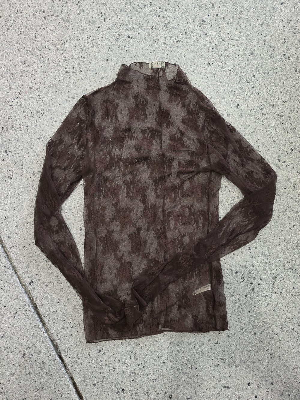 Free People Intimately Brown Floral Lace Mesh Top Medium